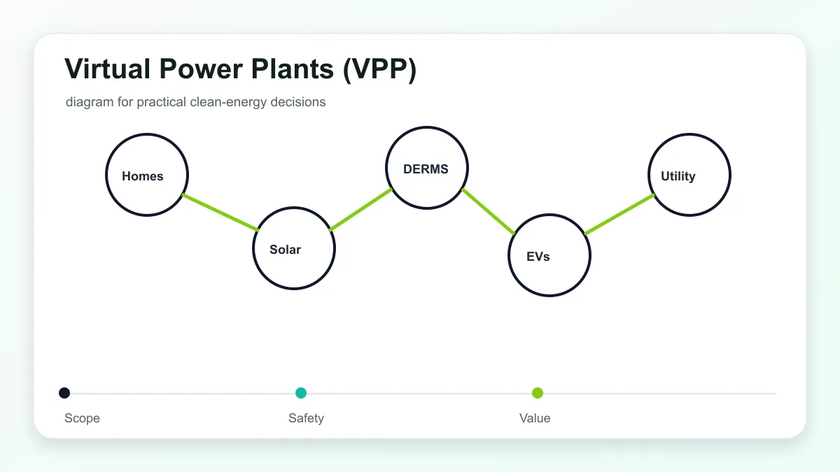 How VPPs help stabilize the grid with high renewable penetration technical illustration showing smart grid devices and distributed energy resources